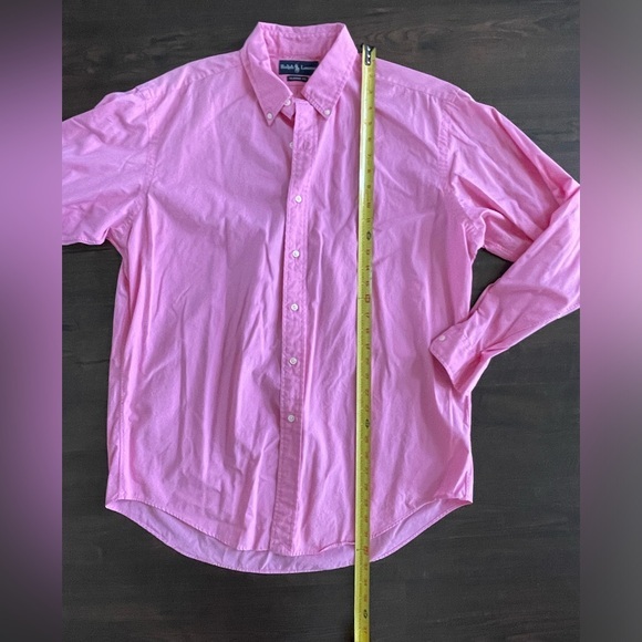 RALPH‎ LAUREN Pink Classic Fit Polo Button Down Shirt Yellow Pony Preppy LARGE - Picture 9 of 9
